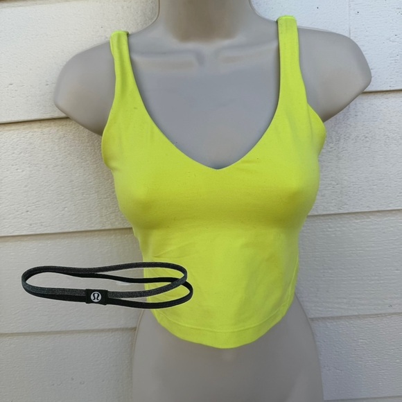 Electric Lemon Align Tank Lululemon size 4 plus DANCE  headband - Picture 1 of 6